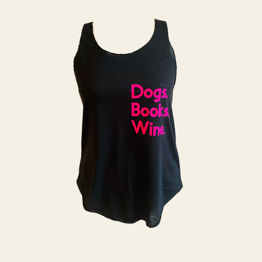 Tanktop „Dogs. Books. Wine.“