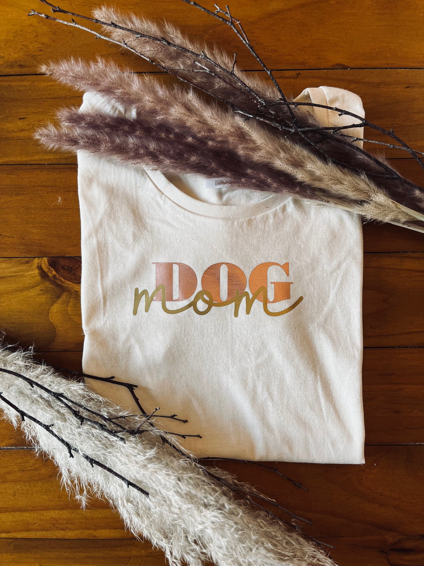 T-Shirt „Dog mom“ beige